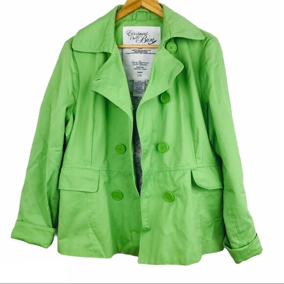 Bum Equipment Green Floral Double Breasted utility Jacket women size L - Picture 1 of 14